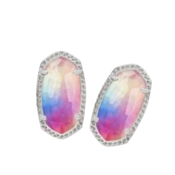 Kendra Scott Ellie Watercolor Illusion Silver Earrings. NWOT - Picture 1 of 5